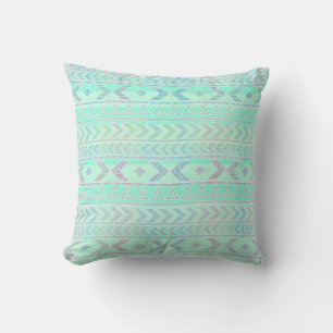 Cute Aztec Influenced Pattern Pale Turquoise Cushion