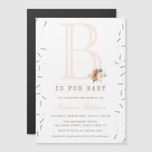 Cute 'B is for Baby' Watercolor Baby Shower Magnetic Invitation