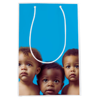 Cute Babies Gift Wrapping Paper for Baby Shower Medium Gift Bag