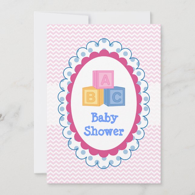 Cute Baby ABC Blocks Baby Shower Invitation (Front)