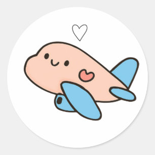 Cute Baby Aeroplane Sticker Kawaii Plane Heart