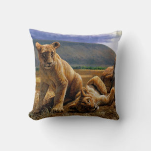 Cute Baby African Lion Cubs Cushion