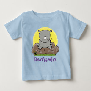 Cute baby african rhino cartoon illustration baby T-Shirt