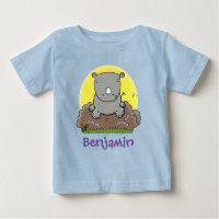 Cute baby african rhino cartoon illustration