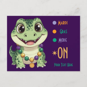 Cute Baby Alligator Mardi Gras Mode On Postcard