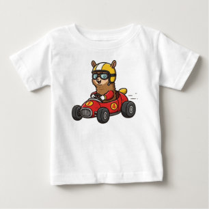 Cute Baby Alpaca Race Car Driver T-Shirt