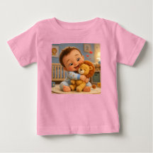 Cute Baby and Lion Toy Cartoon Tee