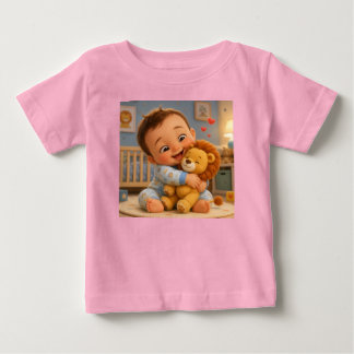 Cute Baby and Lion Toy Cartoon Tee