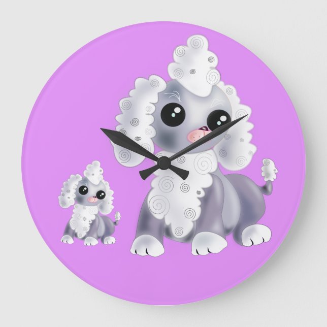 Cute Baby and Mom Pet Dogs Clock (Front)