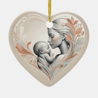  cute baby and mum  ceramic ornament