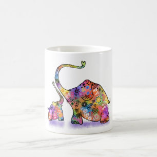 Cute Baby and Mum Elephant Mug