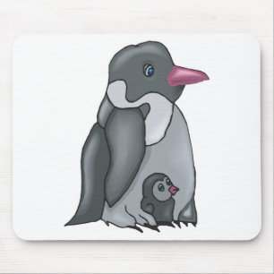 cute baby and mummy penguin mouse pad