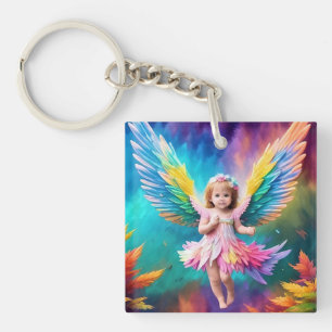 Cute Baby Angel Colourful Design-38424 Key Ring