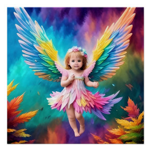 Cute Baby Angel Colourful Design-38424 Poster