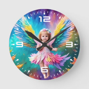 Cute Baby Angel Colourful Design-38424 Round Clock