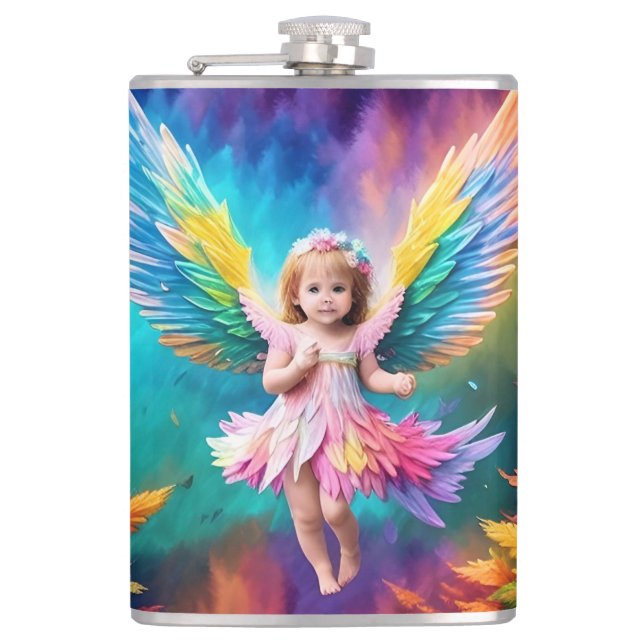 Cute Baby Angel Wings Art-38424 Hip Flask (Front)