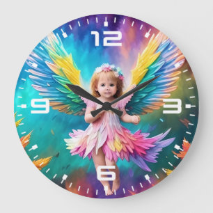 Cute Baby Angel Wings Art-38424 Large Clock