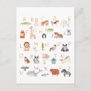 Cute Baby Animal Alphabet Postcard