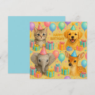 Cute baby animal birthday card.  holiday card