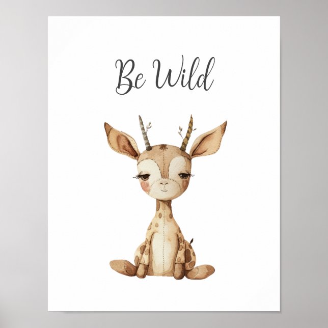 Cute Baby Animal Deer Be Wild Nursery Kids Room Poster (Front)