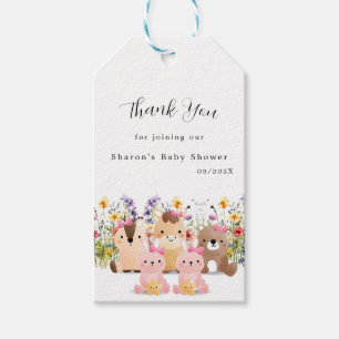 Cute Baby Animals and Wildflower Baby Shower Gift Tags