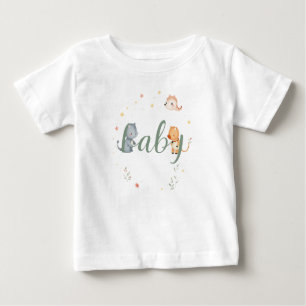 Cute Baby Animals Birth Announcement Design  Baby T-Shirt