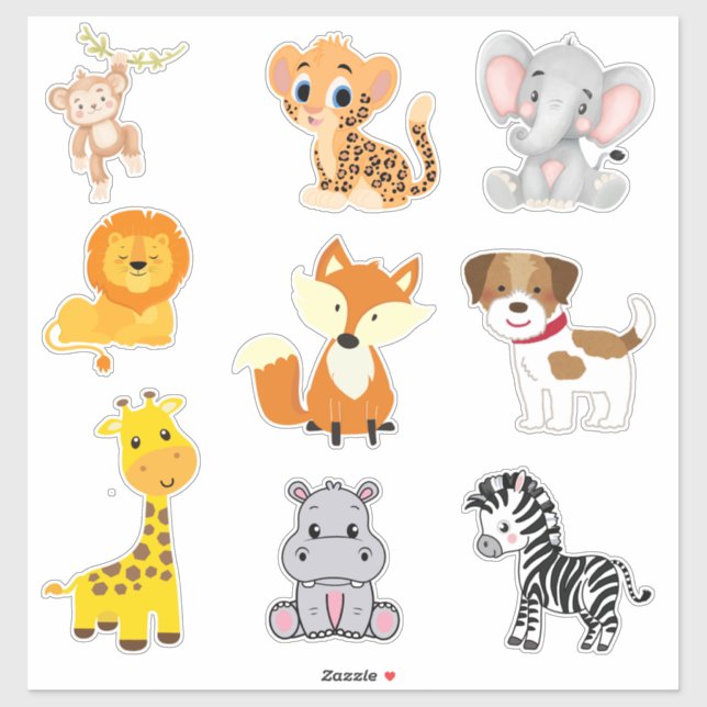 Cute baby animals Custom-cut Vinyl Stickers (Sheet)