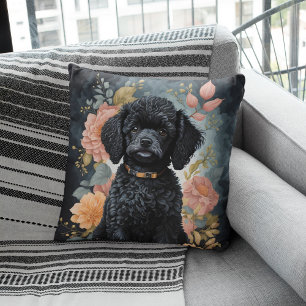Cute Baby Animals Cute Black Poodle Puppy Cushion