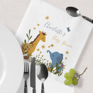 Cute Baby Animals Floral Baby Shower Napkin