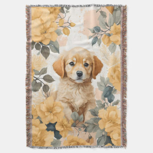 Cute Baby Animals   Golden Retriever Puppy  Throw Blanket