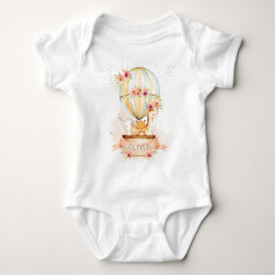 Cute Baby Animals Hot Air Balloon Floral  Bodysuit