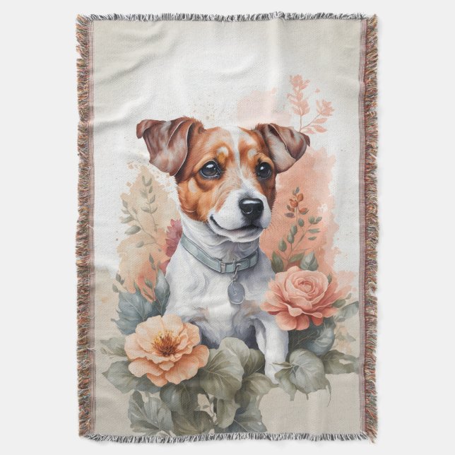 Cute Baby Animals | Jack Russell Terrier Puppy Throw Blanket (Front Vertical)