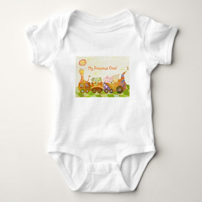 Cute Baby Animals on Choo Choo Train Bodysuit (Front)