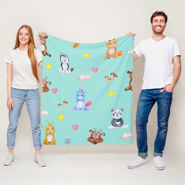Cute Baby Animals Petting Farm Nursery Blanket (In Situ)