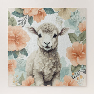 Cute Baby Animals - White Lamb Jigsaw Puzzle