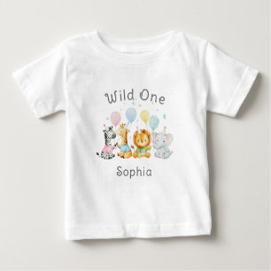 Cute Baby Animals Wild One 1st Birthday T-Shirt