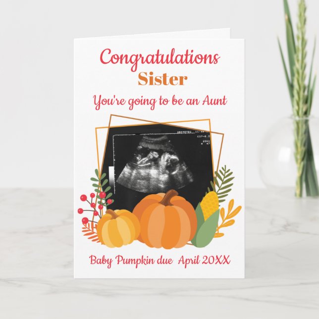 Cute Baby Announcement Scan Pumpkin Congratulation (Front)