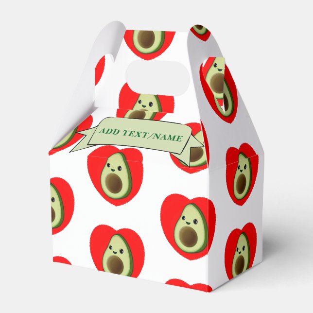 Cute Baby Avocado In Red Heart Custom Favour Box (Front Side)
