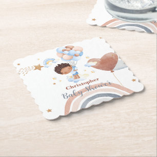 Cute baby Balloon African american kid baby shower Paper Coaster