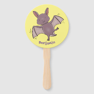 Cute baby bat flying cartoon illustration hand fan