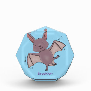 Cute baby bat flying cartoon illustration photo block