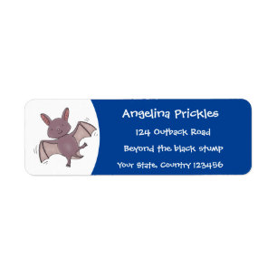 Cute baby bat flying cartoon illustration return address label
