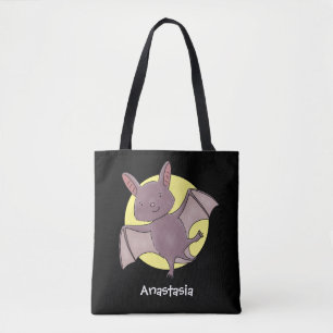 Cute baby bat flying cartoon illustration tote bag