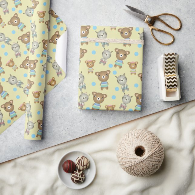 Cute Baby Bear And Zebra Wrapping Paper (Crafts)