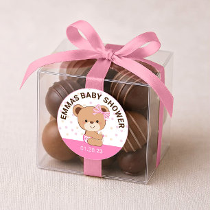 Cute Baby Bear Baby Shower Sticker (Pink)