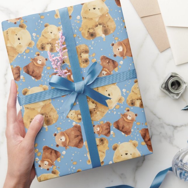 Cute Baby Bear Blue Wrapping Paper (Creator Uploaded)