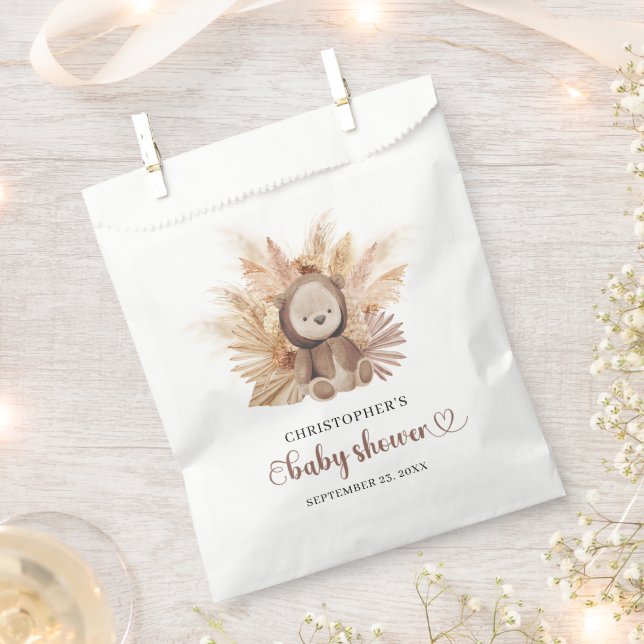 Cute baby bear brown sweatshirt tropical palm favour bag (Clipped)
