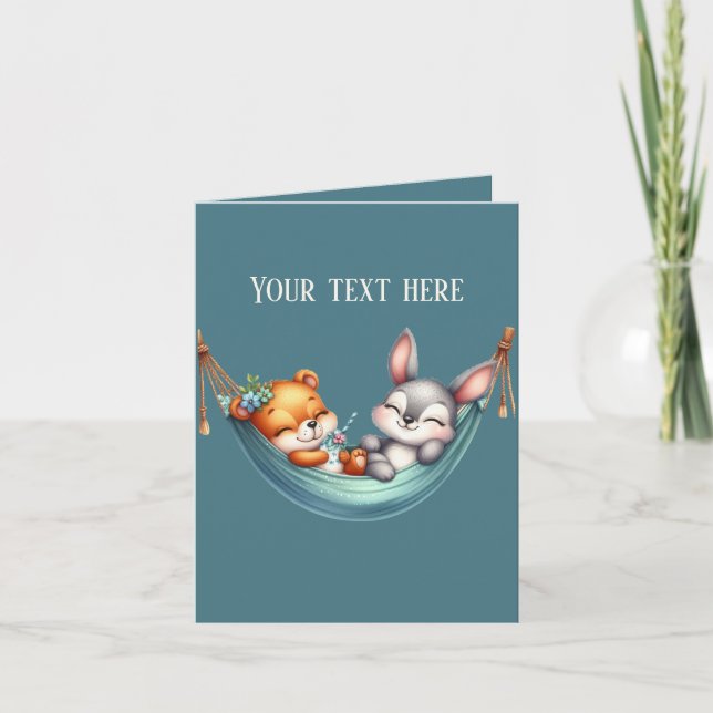 Cute baby bear bunny add text any purpose card (Front)