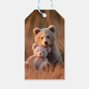 Cute Baby Bear Cub Hugging a Teddy Bear Gift Tags
