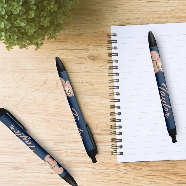 Cute Baby Bear Cub Personalised Black Ink Pen (Creator Uploaded)